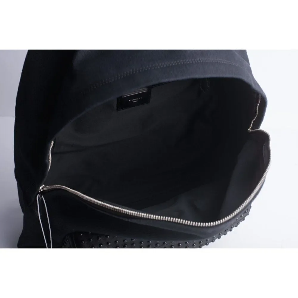 GIVENCHY Unisex Bookbag CI Back Pack Black Large Studded Canvas Leather NWT - Picture 9 of 10